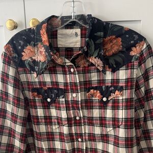 R13 Plaid Western Top